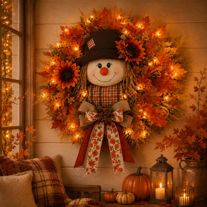 🍂 Fall Scarecrow Front Door Wreath