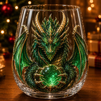 🐉✨ 3D Mythic Dragon Glass Art Cup | Luxury Raised Fantasy Glassware for Whiskey, Home Bar Décor & Legendary Gifts 🎁