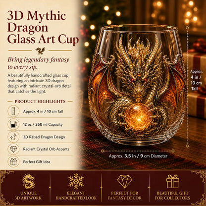 🐉✨ 3D Mythic Dragon Glass Art Cup | Luxury Raised Fantasy Glassware for Whiskey, Home Bar Décor & Legendary Gifts 🎁
