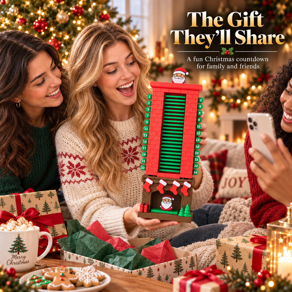 🎅 Mechanical Santa Chimney Christmas Countdown Calendar