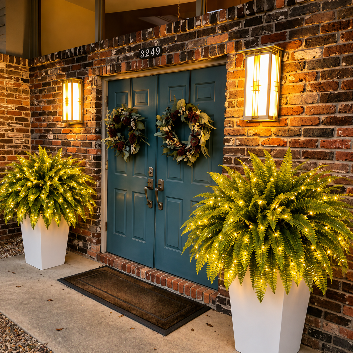 🌿 Light‑Up Artificial Boston Fern | Fake Fern with Fairy Lights