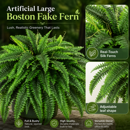 🌿 Light‑Up Artificial Boston Fern | Fake Fern with Fairy Lights