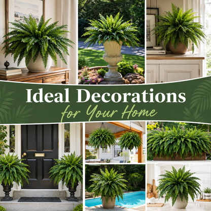 🌿 Light‑Up Artificial Boston Fern | Fake Fern with Fairy Lights