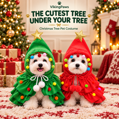 🎄 Christmas Tree Pet Costume | Cute Hooded Cape for Dogs & Cats🐕