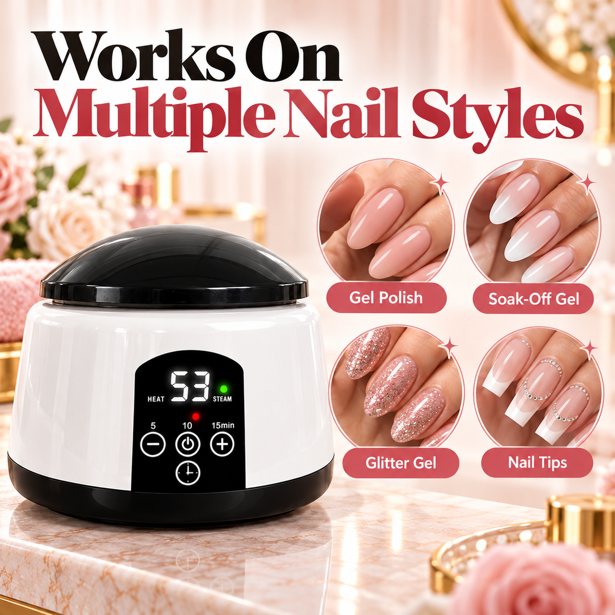 💅  Steam Gel Nail Remover – Timed Heat & Steam for Easier At-Home Gel Removal ✨