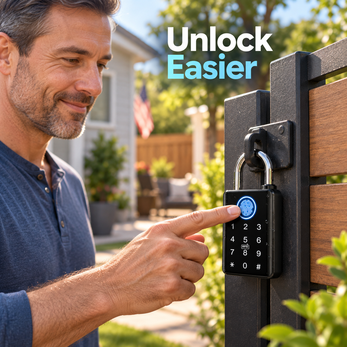 🔒 Smart Fingerprint Padlock with Touchscreen Keypad for Keyless Door and Locker Security