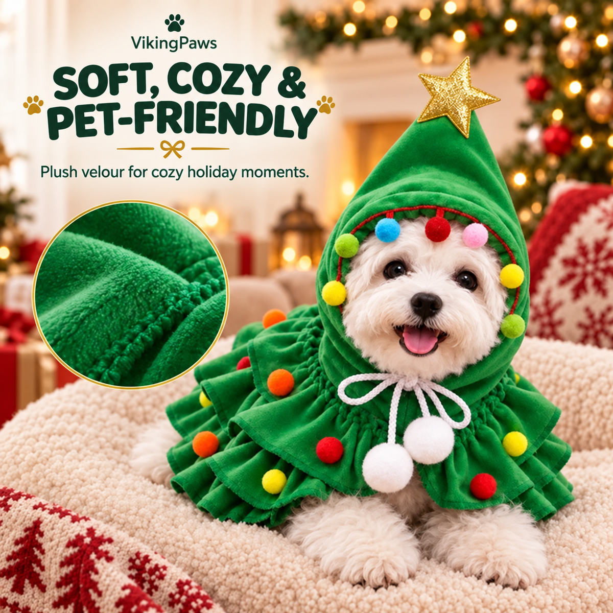 🎄 Christmas Tree Pet Costume | Cute Hooded Cape for Dogs & Cats🐕