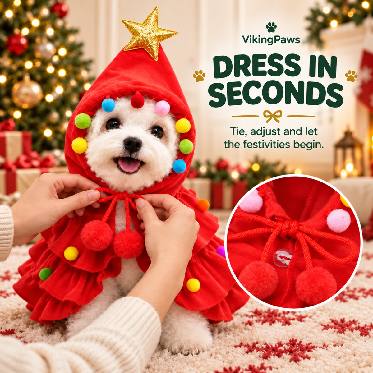 🎄 Christmas Tree Pet Costume | Cute Hooded Cape for Dogs & Cats🐕
