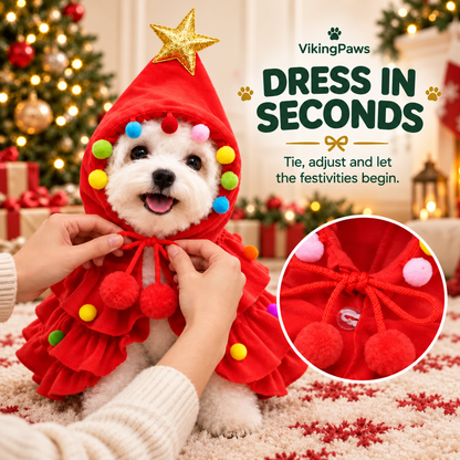 🎄 Christmas Tree Pet Costume | Cute Hooded Cape for Dogs & Cats🐕