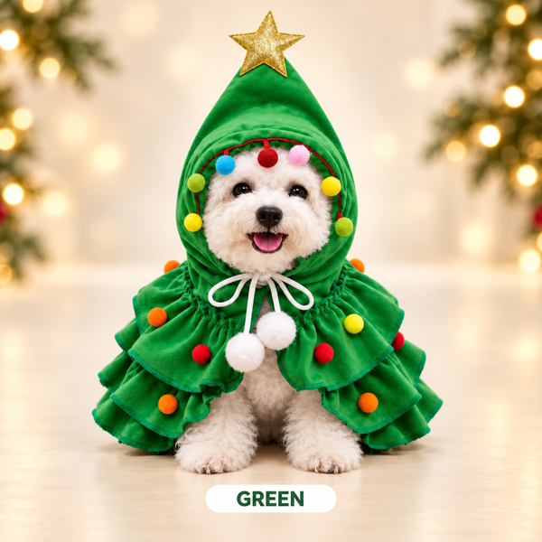 🎄 Christmas Tree Pet Costume | Cute Hooded Cape for Dogs & Cats🐕