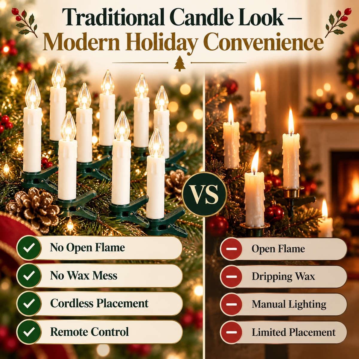 🔥Last Day 50% OFF-🕯️🎄 Flameless Christmas Candle Clip Lights