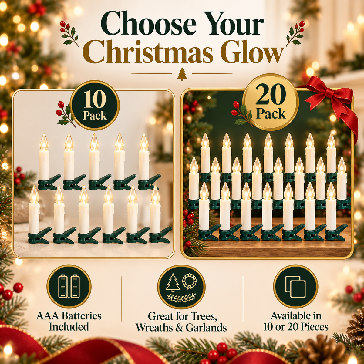 🔥Last Day 50% OFF-🕯️🎄 Flameless Christmas Candle Clip Lights