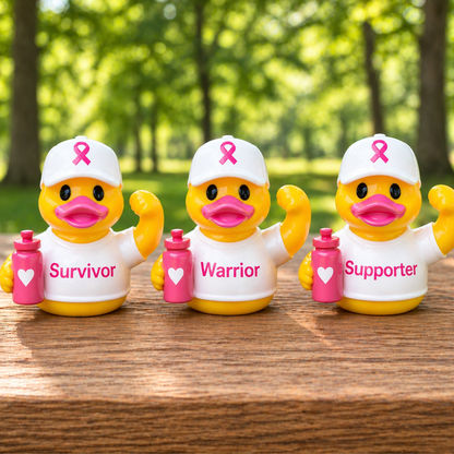 🎀🦆 Breast Cancer Awareness Rubber Duck | Survivor · Warrior · Supporter