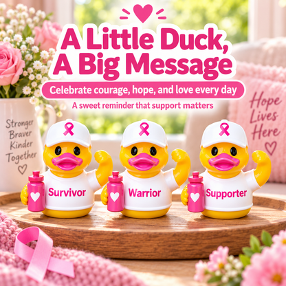 🎀🦆 Breast Cancer Awareness Rubber Duck | Survivor · Warrior · Supporter