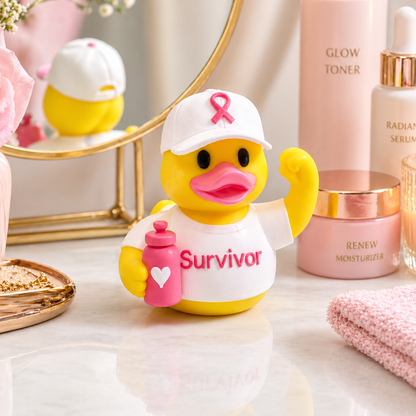 🎀🦆 Breast Cancer Awareness Rubber Duck | Survivor · Warrior · Supporter