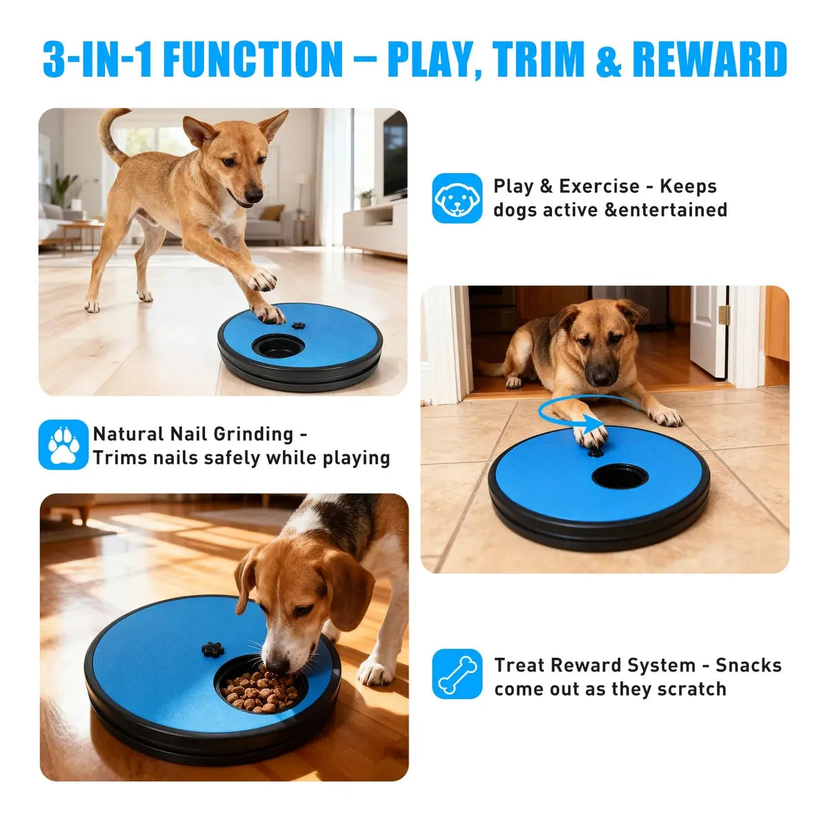 🦮3‑in‑1 Interactive Dog Nail Grinding & Treat Feeding Turntable