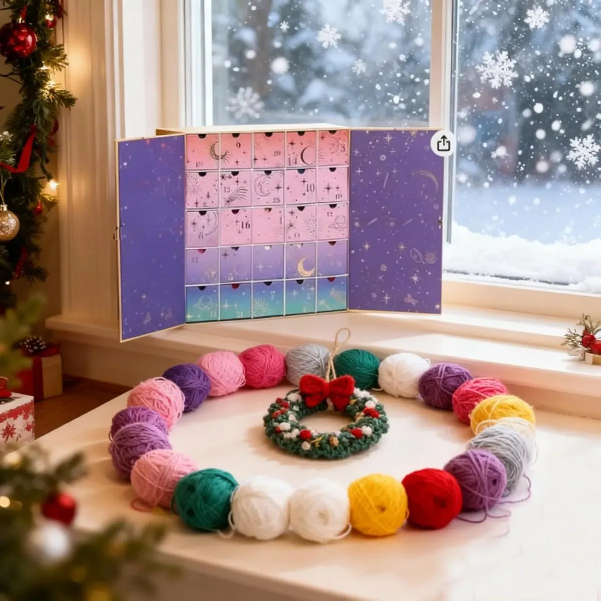 🧶Crochet Yarn Advent Calendar Box  2026🎉– 24 days featuring yarn, crochet tools, patterns, and creative surprises.