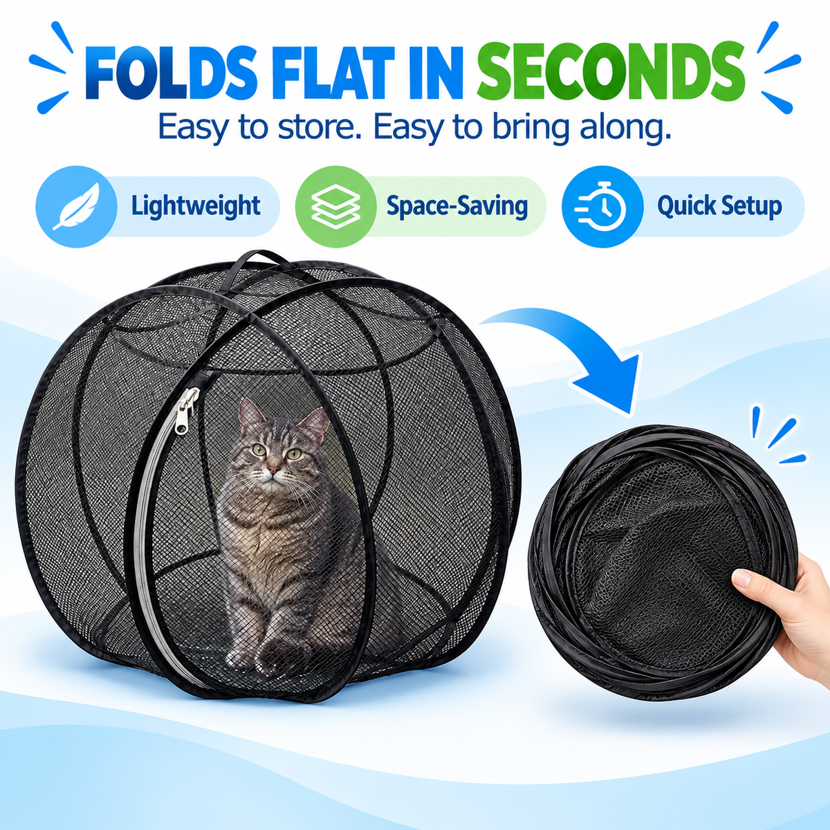 🐱🌿360° Panoramic Pop-Up Rolling Cat Playpen Ball