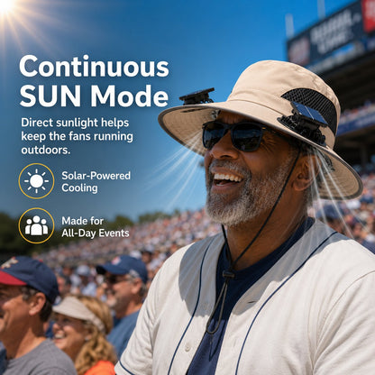 ☀️ Solar Powered Cooling Fan Hat – Dual Fans, Type-C USB Rechargeable & Water-Resistant Outdoor Sun Hat