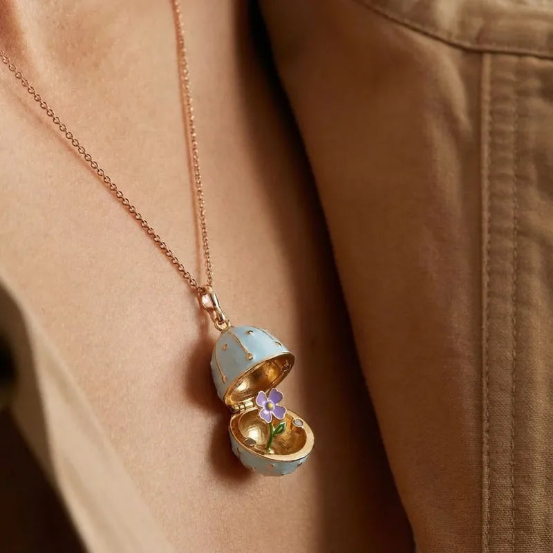 🥚💐Egg Locket Necklace with Hidden Flower