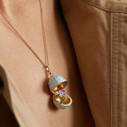 🥚💐Egg Locket Necklace with Hidden Flower