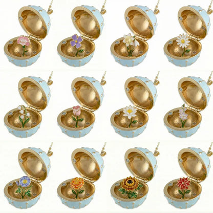 🥚💐Egg Locket Necklace with Hidden Flower