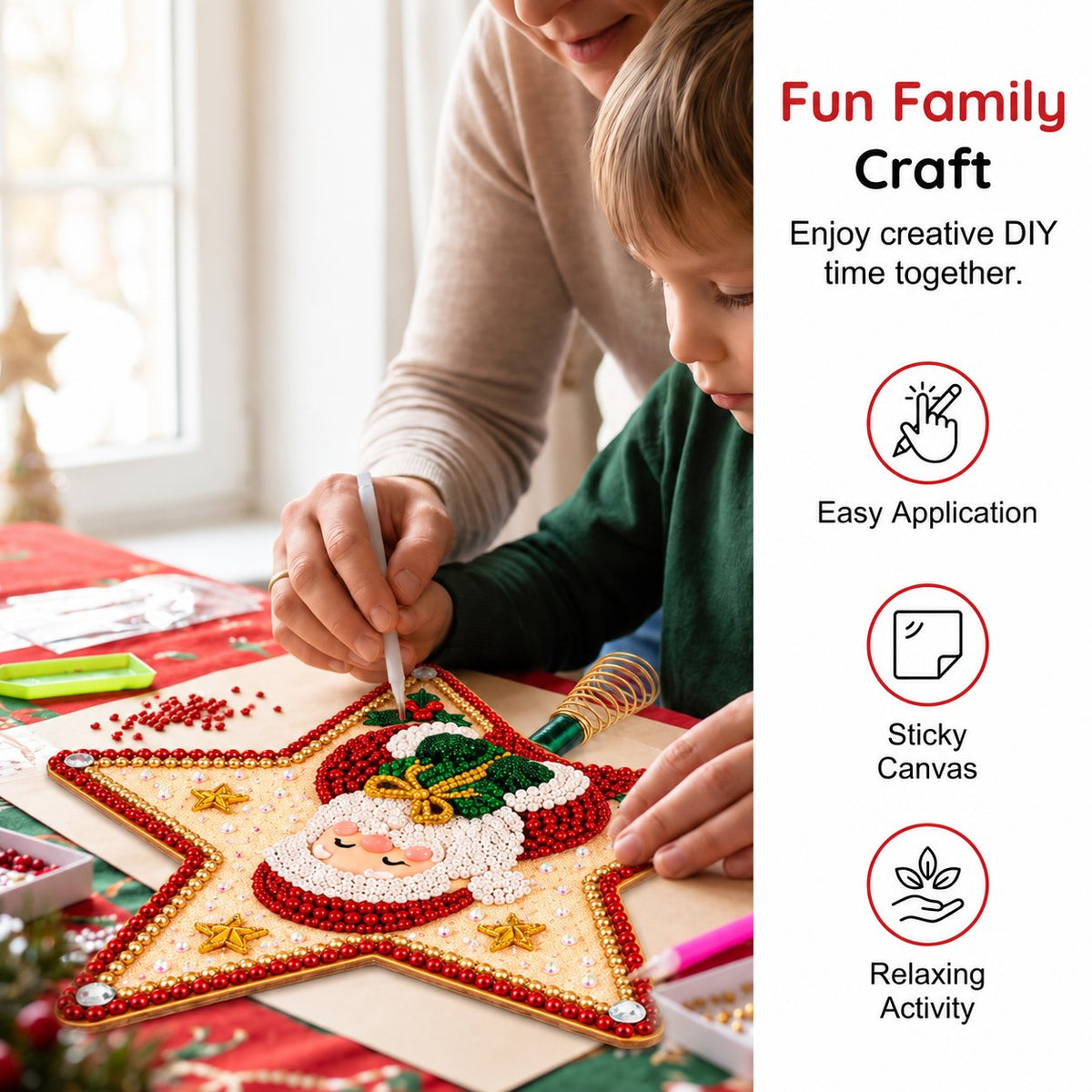 ✨DIY Santa Star Diamond Art Christmas Tree Topper