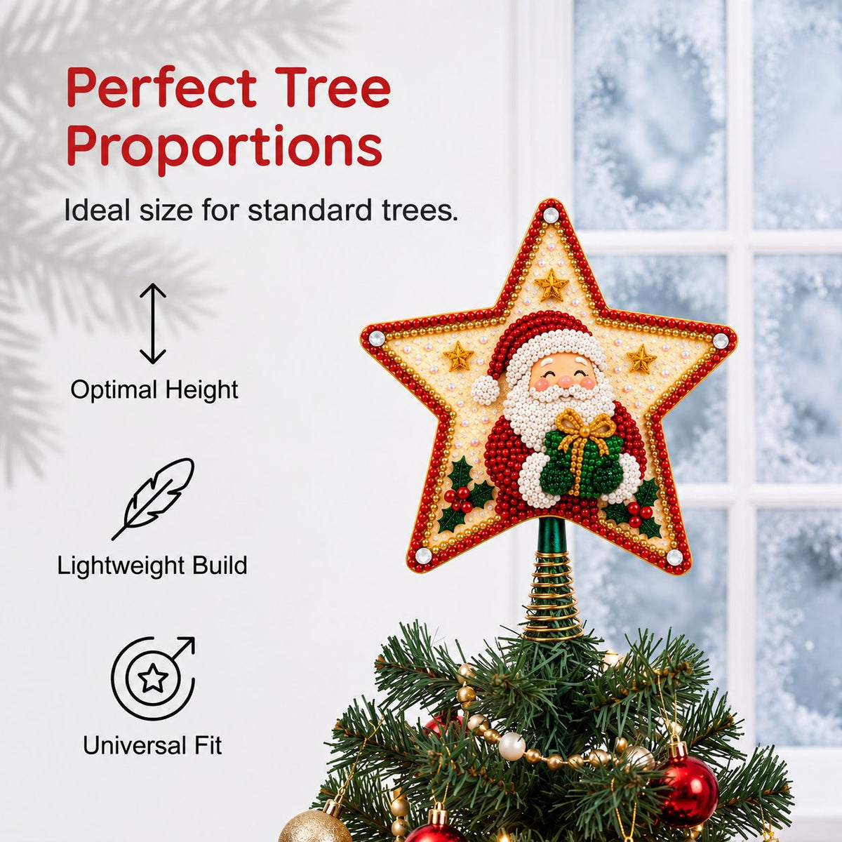 ✨DIY Santa Star Diamond Art Christmas Tree Topper