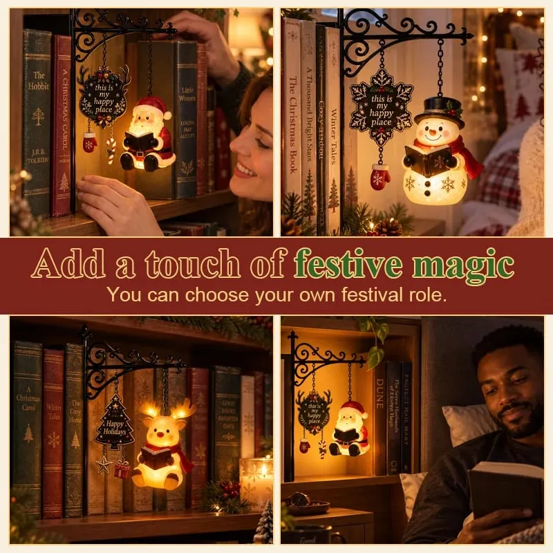 🦌Santa Reindeer Snowman Bookshelf LED Hanging Lamp