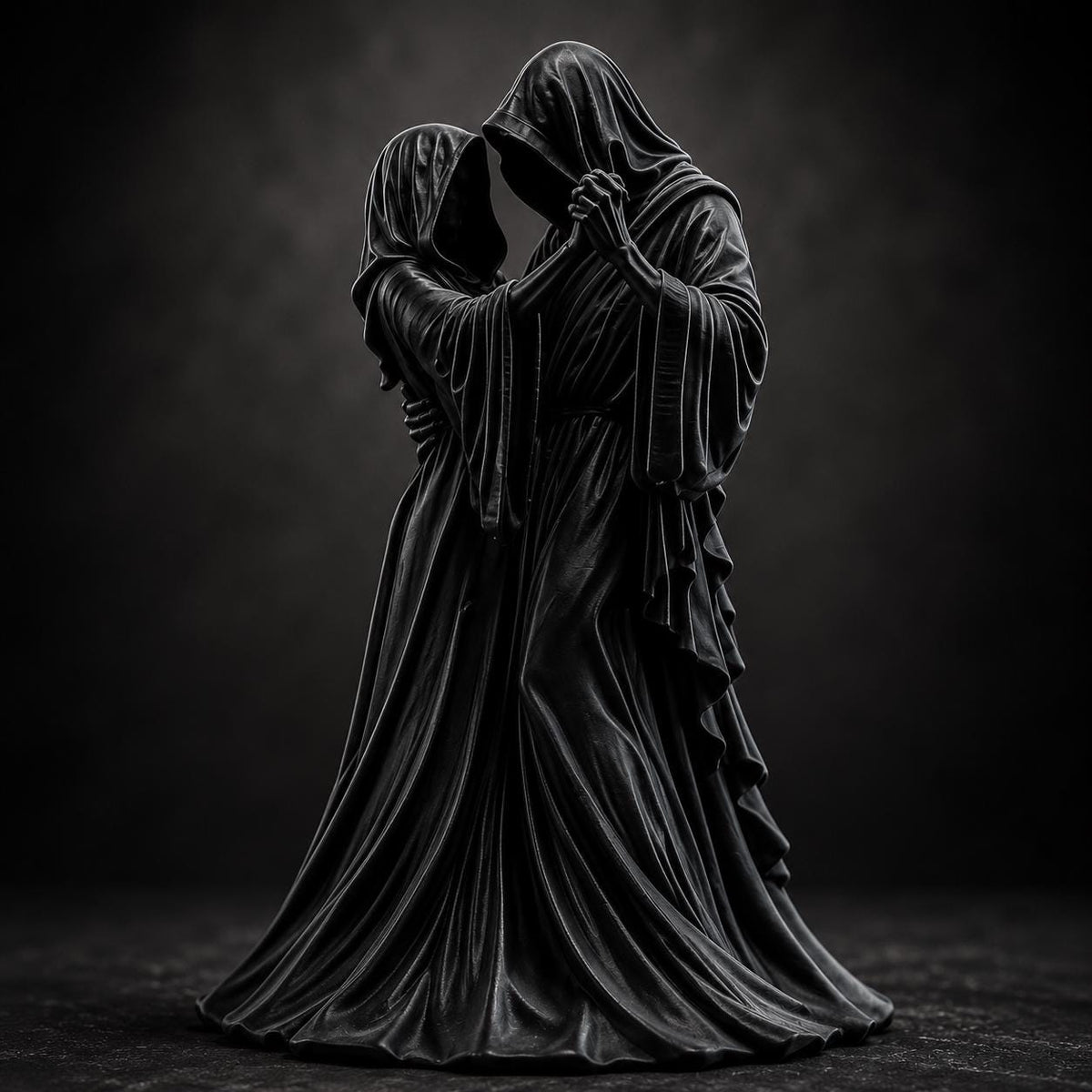 🖤Eternal Dark Love Gothic Couple Statue | Hooded Skeleton Lovers Dancing Resin Figurine Halloween Tabletop Decor
