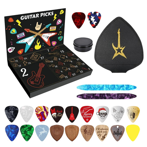 🎸Guitar Picks Advent Calendar 🎄24‑Day Christmas Countdown Calendar, Unique Holiday Gift for Guitar Lovers Musicians
