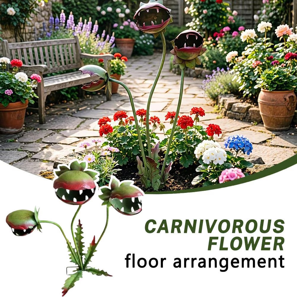🪴 Venus Flytrap Yard Art – Durable Iron Flower Garden Stake, All-Weather Patio Decor for Spring & Halloween 🎃