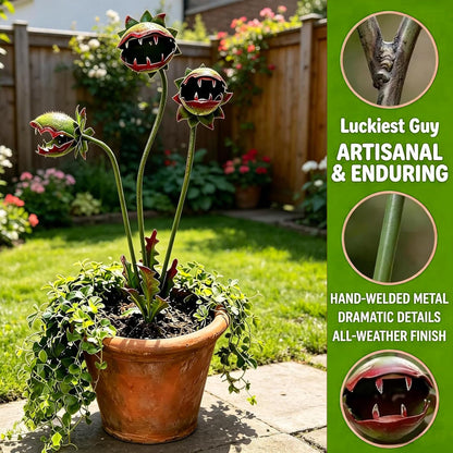 🪴 Venus Flytrap Yard Art – Durable Iron Flower Garden Stake, All-Weather Patio Decor for Spring & Halloween 🎃