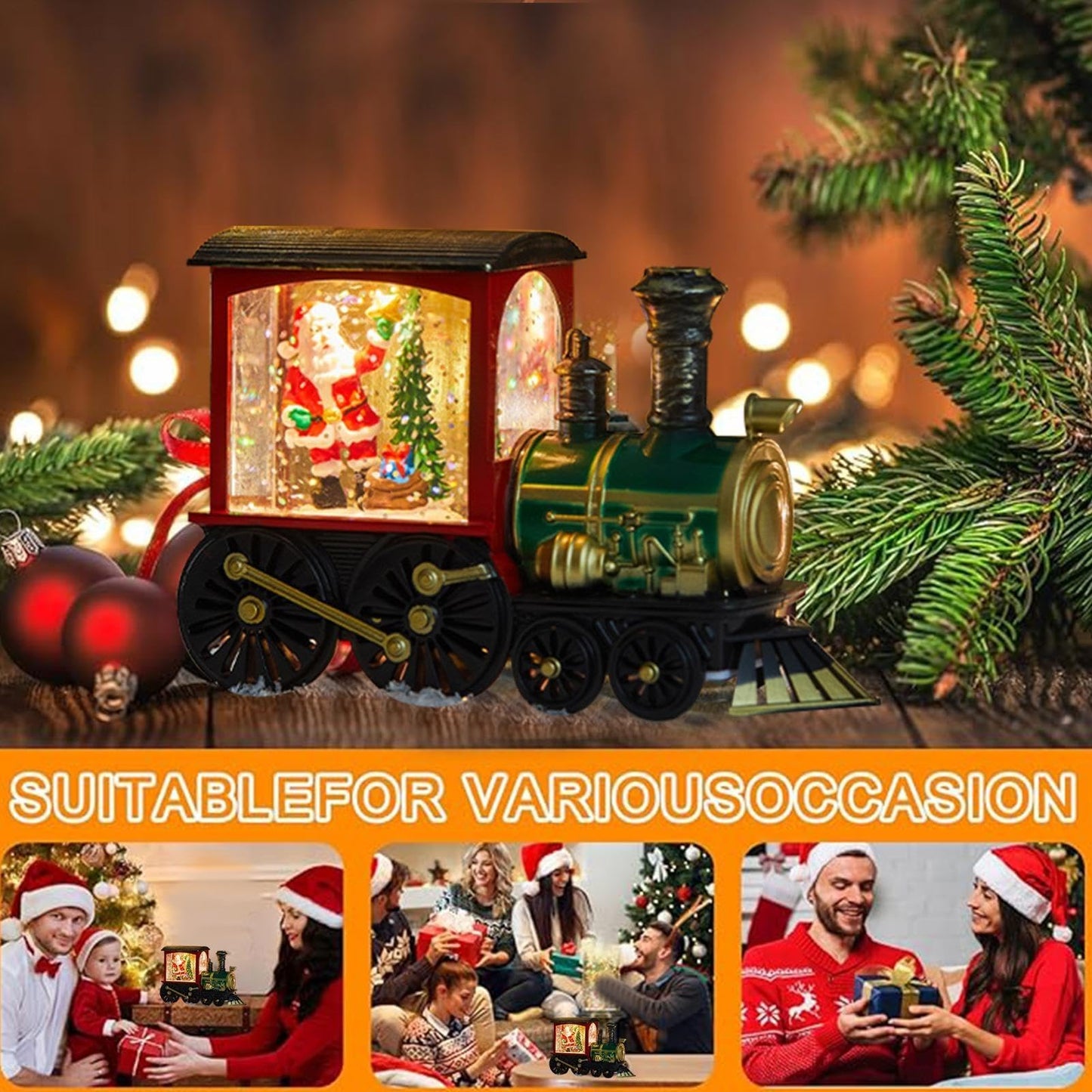 🎄Christmas train ornament with snowflake lights❄️