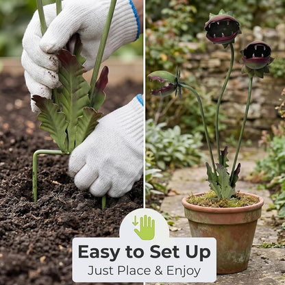 🪴 Venus Flytrap Yard Art – Durable Iron Flower Garden Stake, All-Weather Patio Decor for Spring & Halloween 🎃