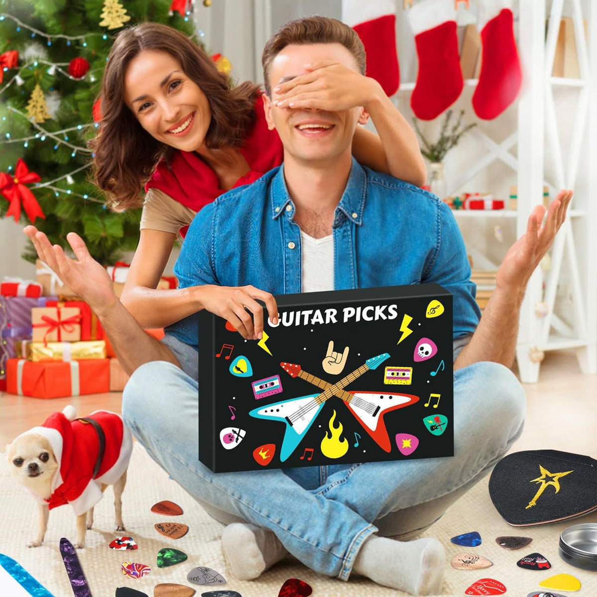 🎸Guitar Picks Advent Calendar 🎄24‑Day Christmas Countdown Calendar, Unique Holiday Gift for Guitar Lovers Musicians