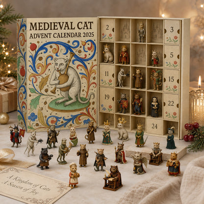 🏰 Medieval Cat Advent Calendar – 24 Unique Ornaments, A Whimsical Holiday Countdown for Cat Lovers & Collectors