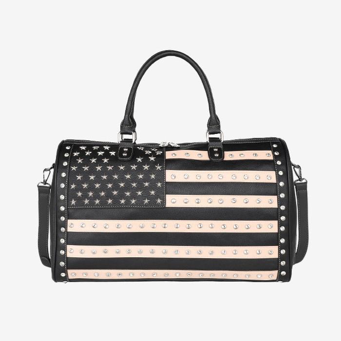 🎒 American Flag Studded Duffle Weekender Bag