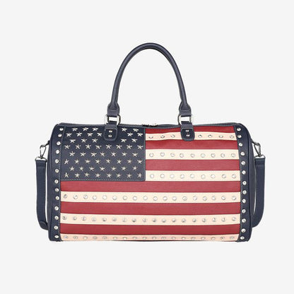🎒 American Flag Studded Duffle Weekender Bag