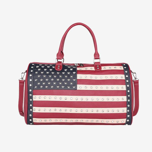 🎒 American Flag Studded Duffle Weekender Bag