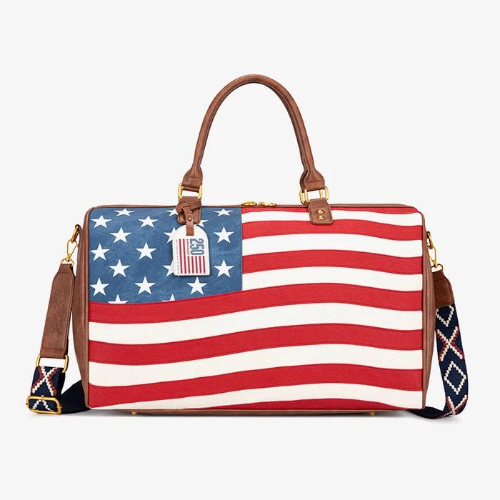 🎒 American Flag Studded Duffle Weekender Bag