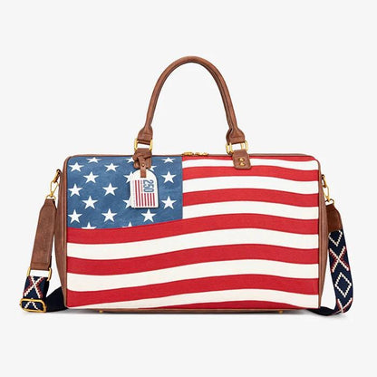 🎒 American Flag Studded Duffle Weekender Bag