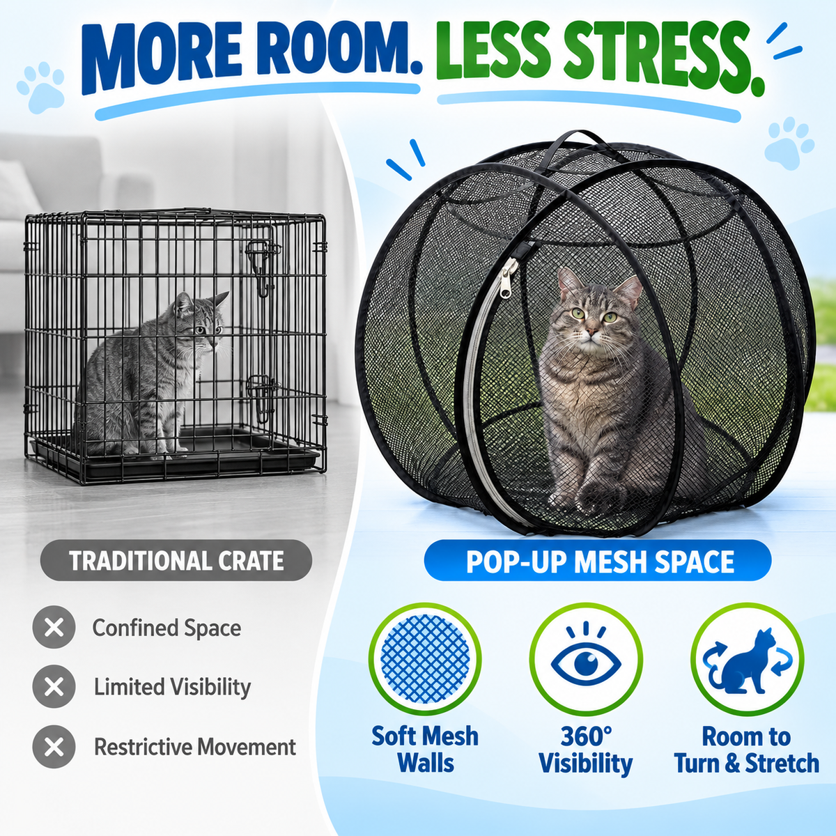 🐱🌿360° Panoramic Pop-Up Rolling Cat Playpen Ball