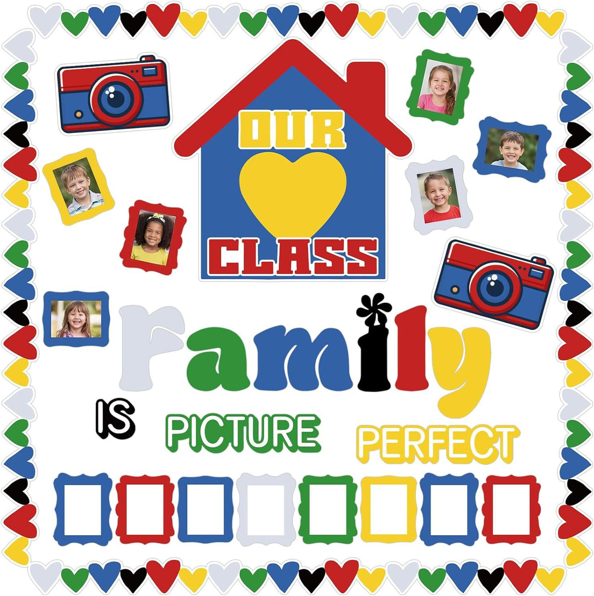 🏫 Our Class Family Bulletin Board Decor | Student Photo Frame Cutout Set