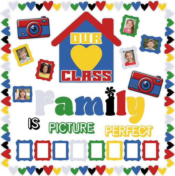 🏫 Our Class Family Bulletin Board Decor | Student Photo Frame Cutout Set