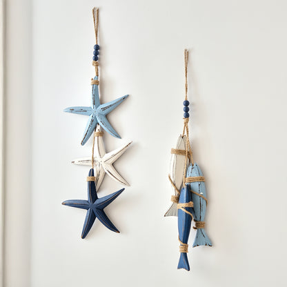 ⭐2026 HOT SALE🐟🌊Lighted Coastal Wooden Starfish & Fish Hanging Decor