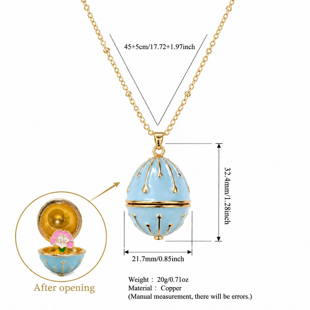 🥚💐Egg Locket Necklace with Hidden Flower