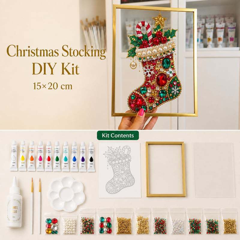 ✨🎁 Jewel & Pearl Christmas Tree DIY Painting Craft Kit