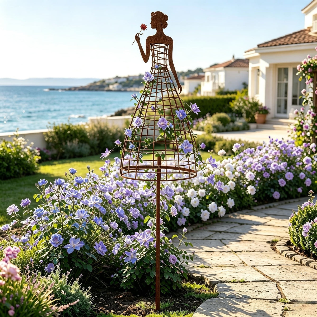 🌹💃Rust-Style Female Dress Plant Climbing Trellis -  Like a Garden Princess in Full Bloom