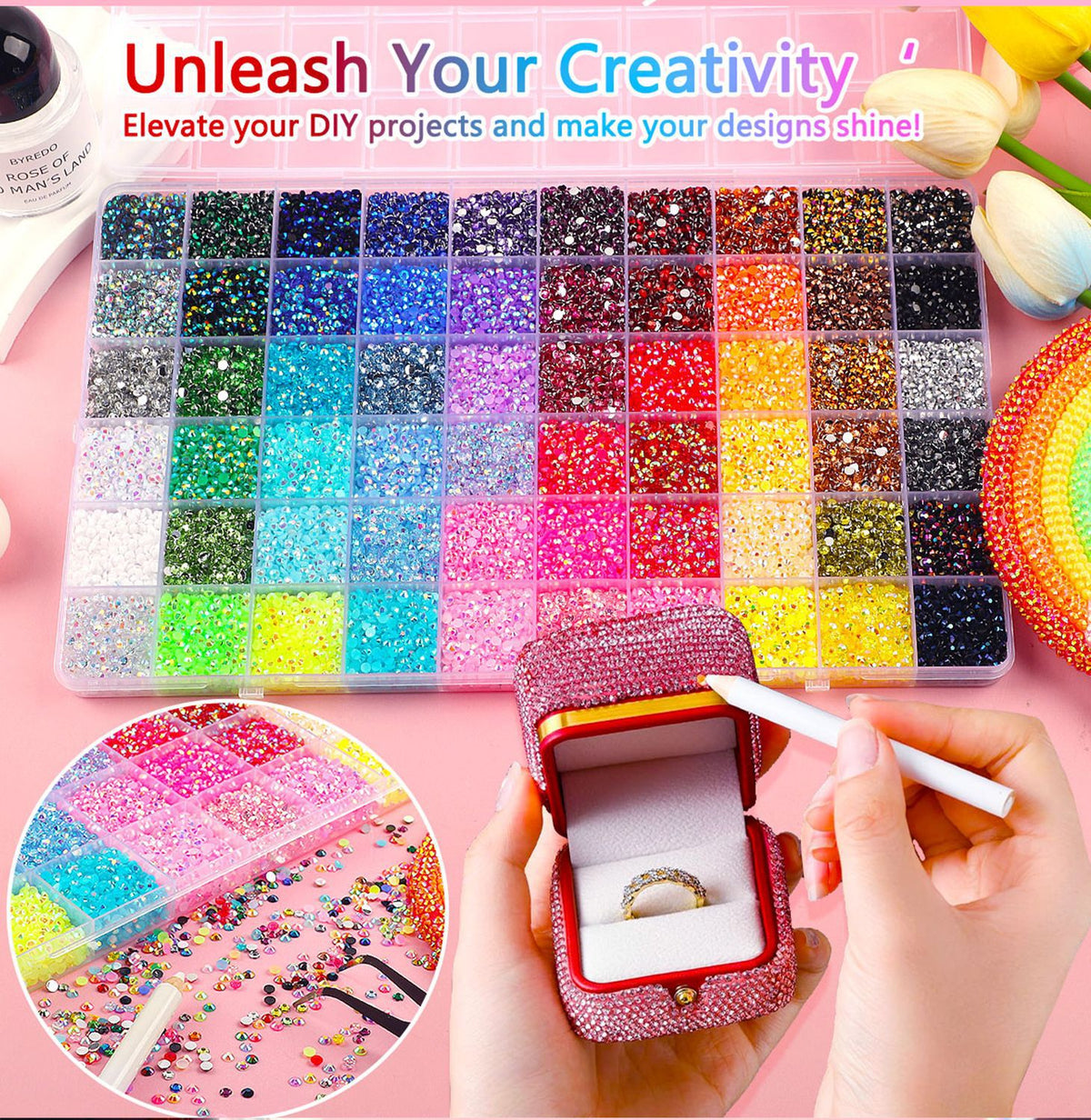 ✨DIY Bedazzling Rhinestone Kit-Suitable for decorating crafts, water bottles, shoes, and phone cases.